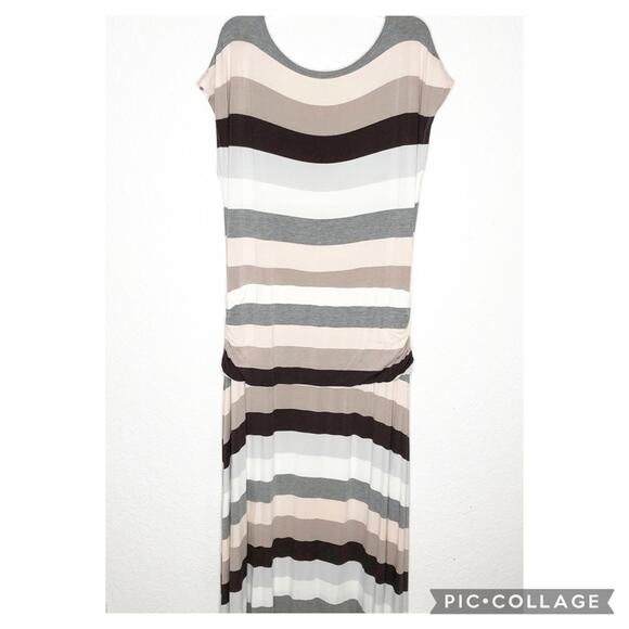 Torrid Super Soft Knits white gray pink brown striped maxi dress size 3 or 3X - Picture 15 of 16